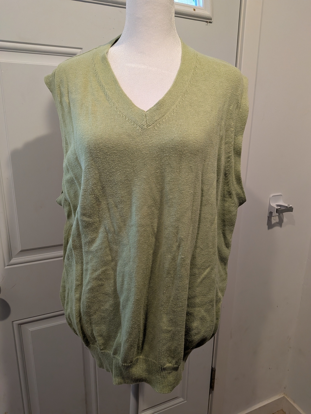 GAP Cotton And Linen Light Green V-Neck Sweater Vest